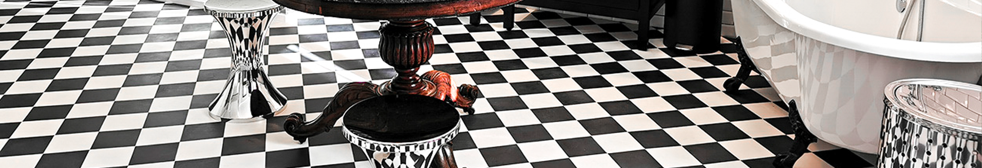 5-black and white cement grid floor of a living room